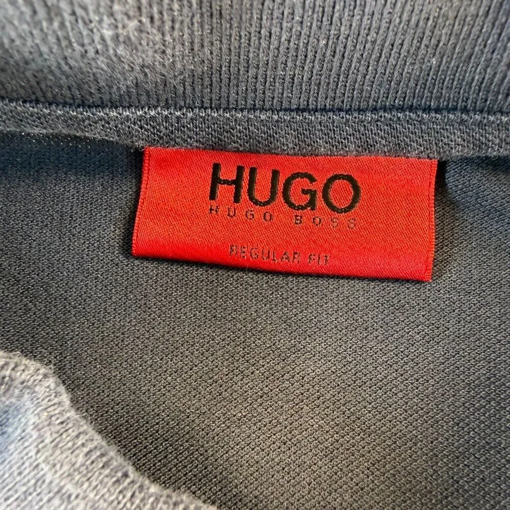 Hugo Boss Polo Shirt Mens Large Navy Regular Fit Cotton Short Sleeve
